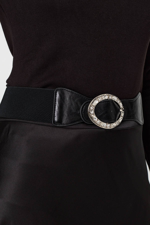Black | Diamante Embellished Buckle Belt