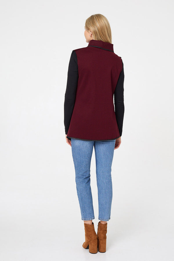 Red | Asymmetric Buckle Detail Wrap Jacket