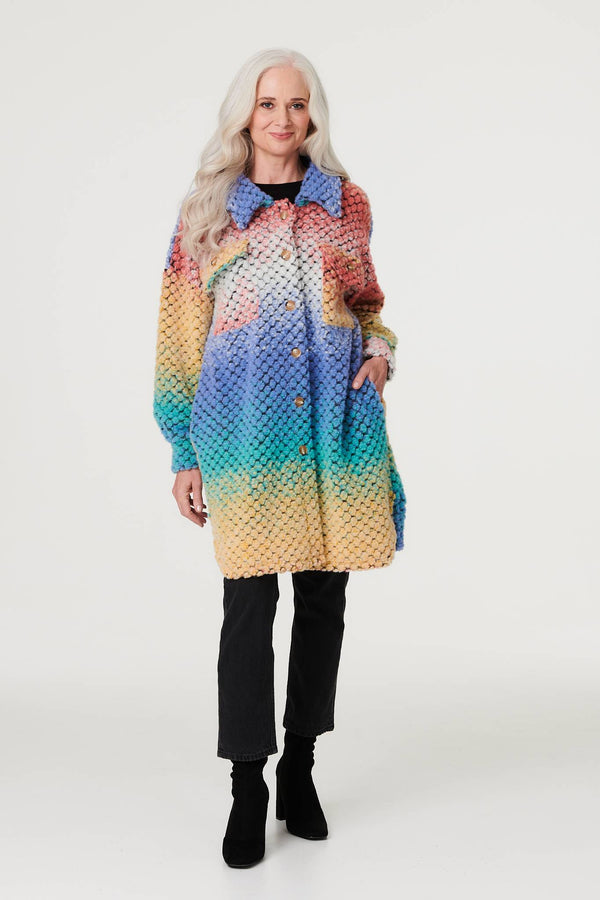 Blue | Ombre Button Front Shacket