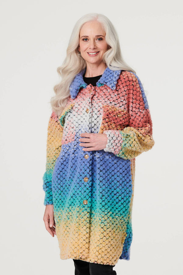 Blue | Ombre Button Front Shacket