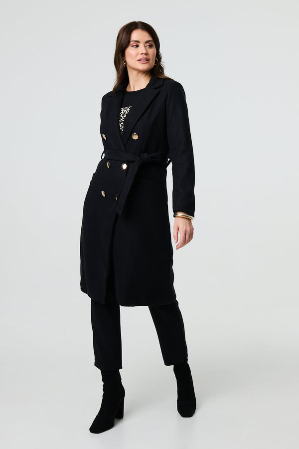 Black | Button Front Tailored Coat