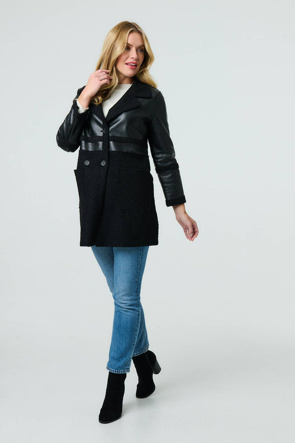 Black | Reversible Faux Leather Teddy Coat