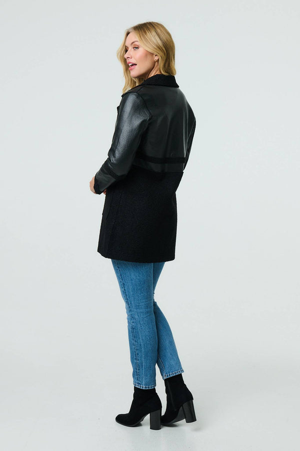 Black | Reversible Faux Leather Teddy Coat