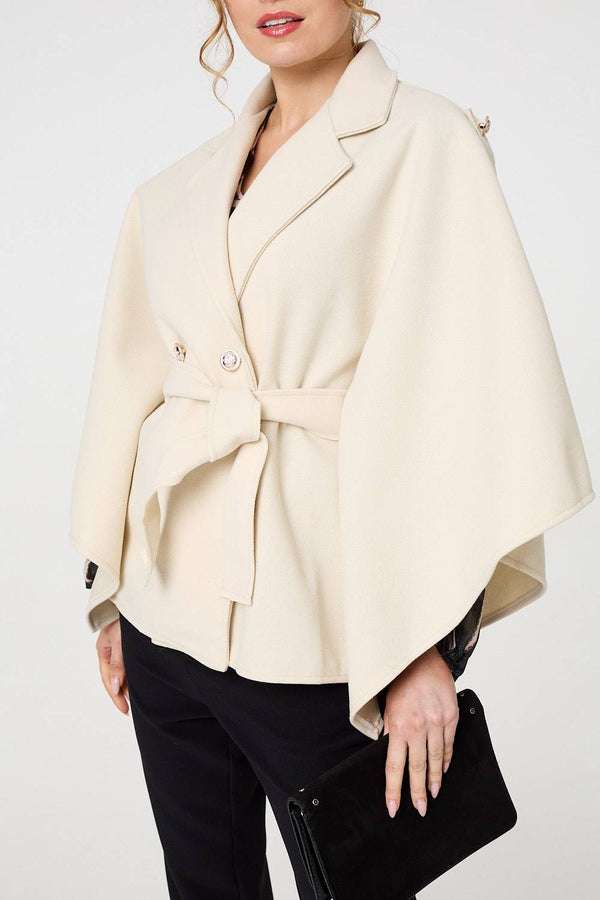 White | Cape Coat With Belt