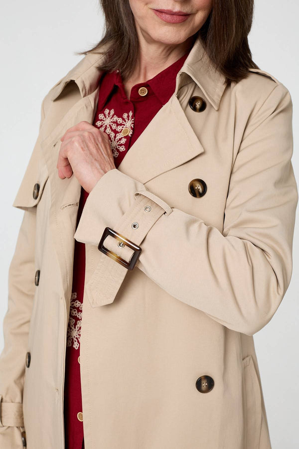 Beige | Relaxed Double-Breasted Trench Coat