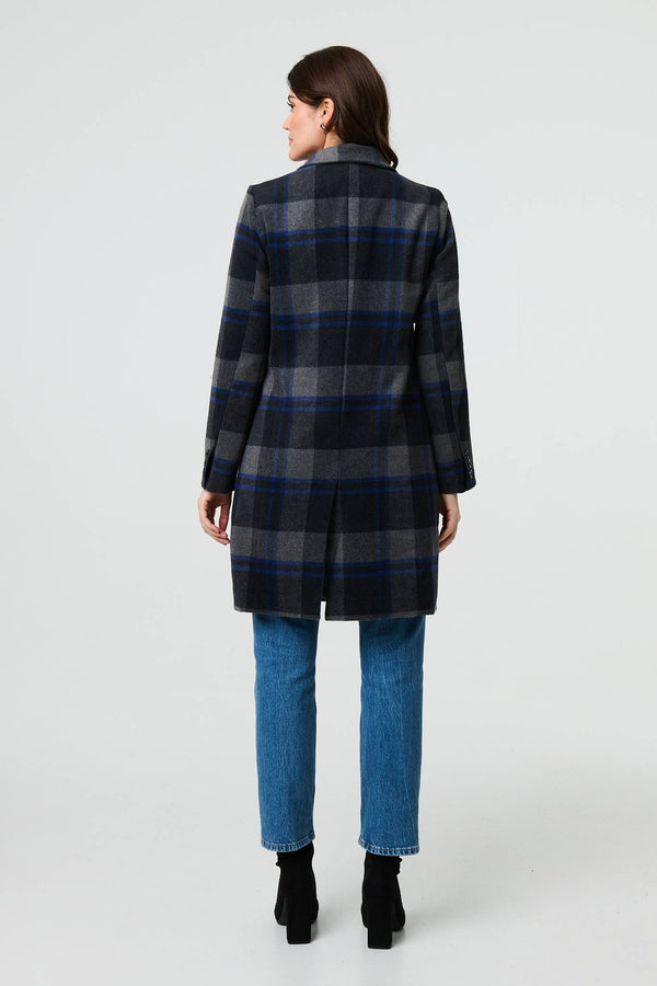 Blue | Checked Double Breasted Blazer Jacket