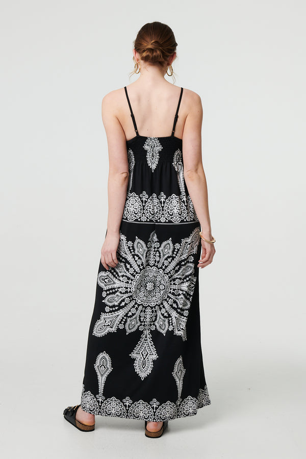 Black And White | Printed Cami Strap Empire Maxi Dress