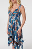 Blue | Printed Lace Trim Hanky Hem Dress