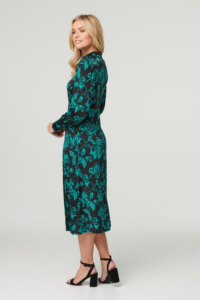 レディースウェア Theredthread S oval pleats dress Floral High Neck Split Midi Dress | Izabel London