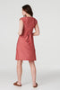 Red | Printed Lace-Up Knee Length Dress