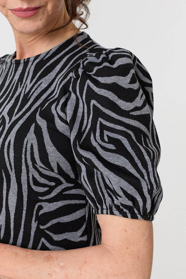Grey | Animal Print Knee Length Shift Dress