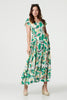 Green | Printed Lace Trim Maxi Dress