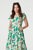 Green | Printed Lace Trim Maxi Dress