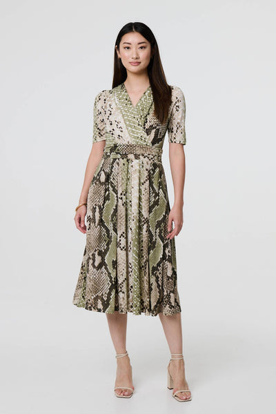 Midi Dresses Chiffon Snake Print Dress Buy Warehouse Printed