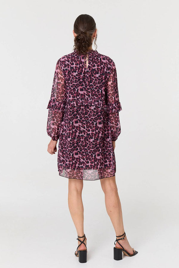Purple | Animal Print Semi Sheer Short Dress
