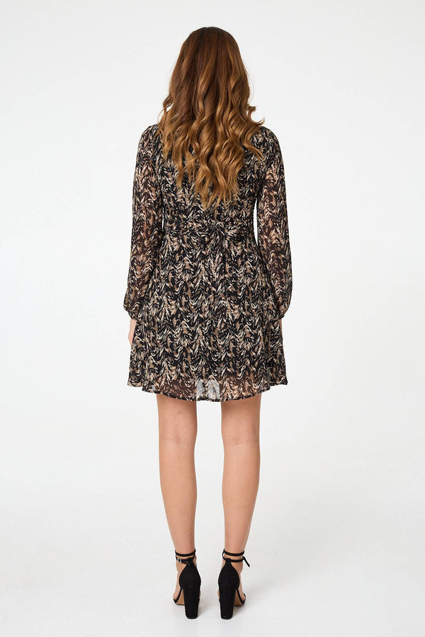 Black | Abstract Semi Sheer Short Skater Dress