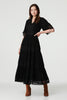 Black | Short Sleeve Crochet Maxi Dress : Model is 5'9
