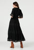 Black | Short Sleeve Crochet Maxi Dress