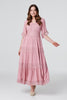 Pink | Short Sleeve Crochet Maxi Dress : Model is 5'9