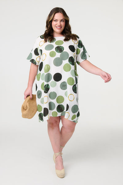 Polka Dot Relaxed Tunic Dress Izabel London - Main Image