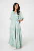 Light Green | Floral Lace Tiered Maxi Dress : Model is 5'7.5