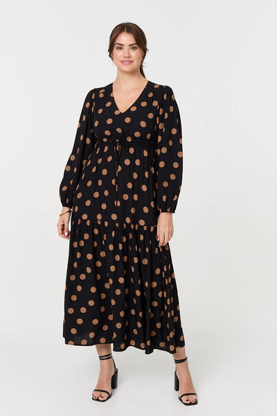 polka dot empire waist dress Tie Maxi Aryela Strapless Textured Maxi glitter-mesh Draped detailing Color:White 