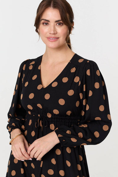 polka dot empire waist dress Tie Maxi Color:Lavander 42 Waist spring fashion Perbai Women's Mock Neck