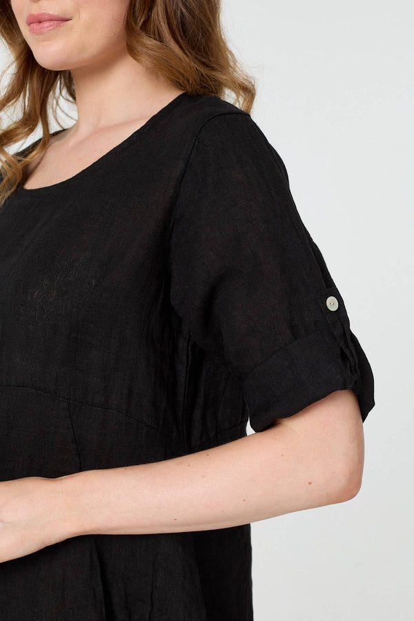 Black | Oversized 3/4 Sleeve Midi Dress