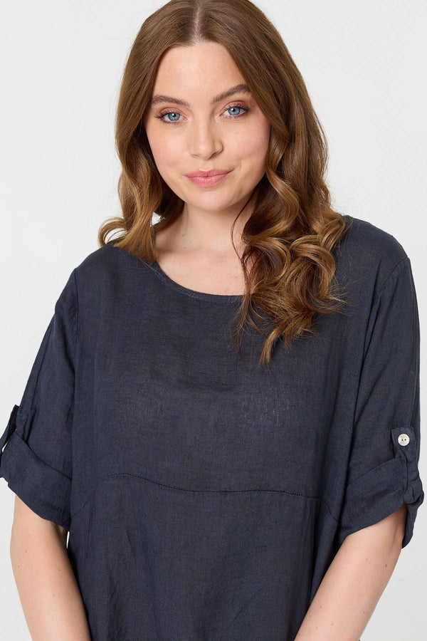 Navy | Oversized 3/4 Sleeve Midi Dress