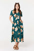 Green | Floral Lace Trim A-Line Maxi Dress