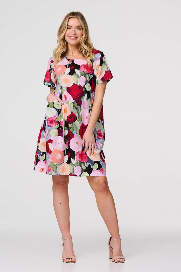 Red | Abstract Relaxed Short Shift Dress
