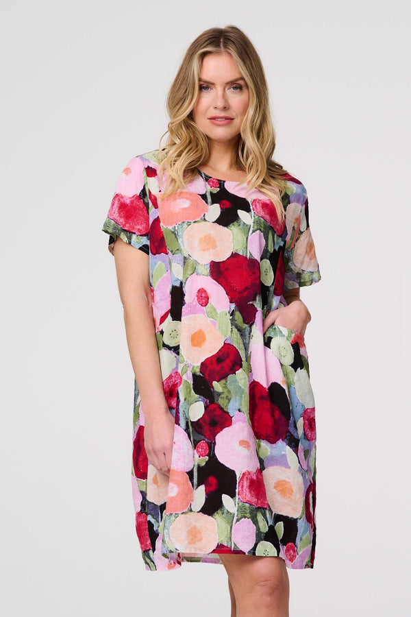 Red | Abstract Relaxed Short Shift Dress