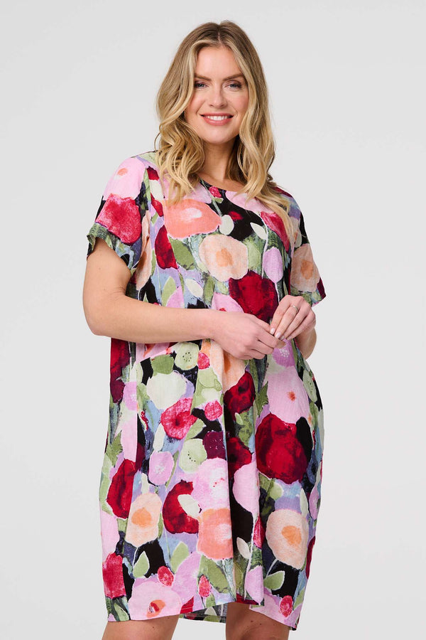 Red | Abstract Relaxed Short Shift Dress
