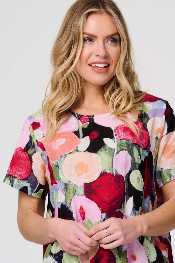 Red | Abstract Relaxed Short Shift Dress