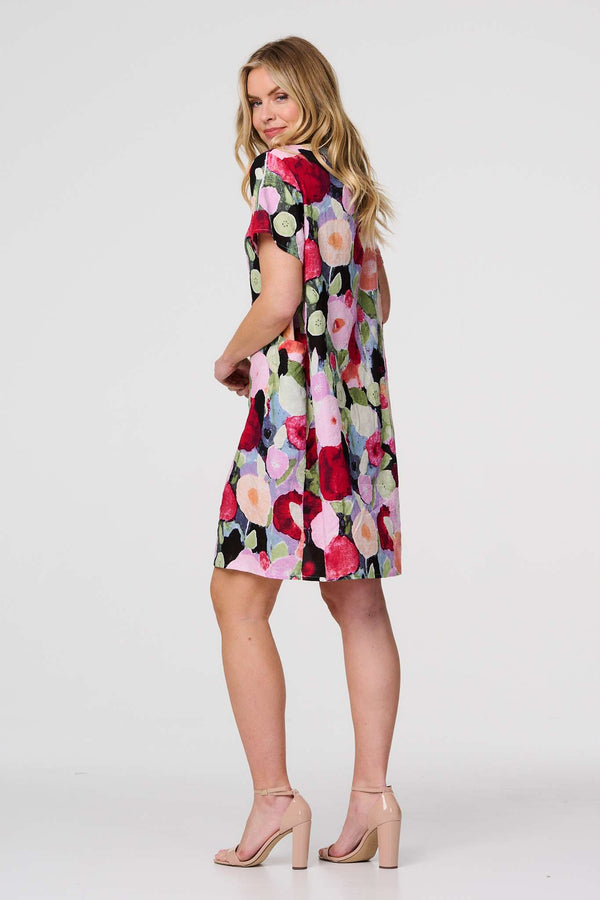 Red | Abstract Relaxed Short Shift Dress