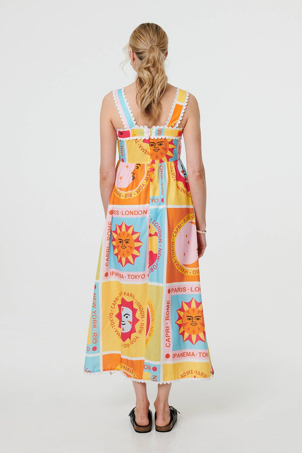 Orange | Patchwork Print Sleeveless Maxi Dress