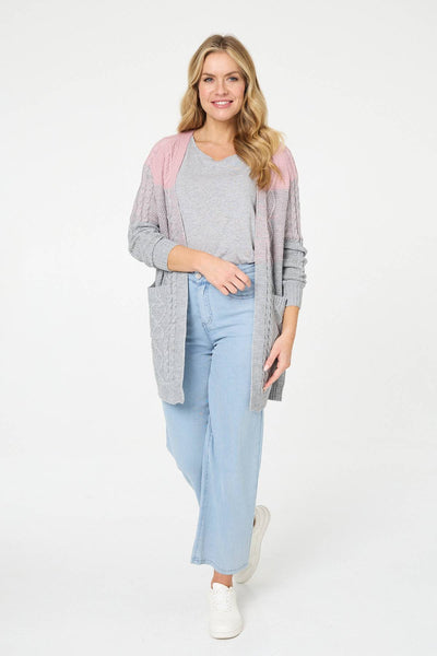 Colour Block Textured Longline Cardigan | Izabel London