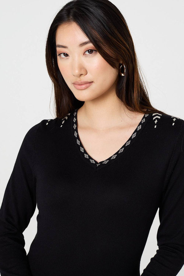 Black | Printed Knit Dress With Removable Scarf