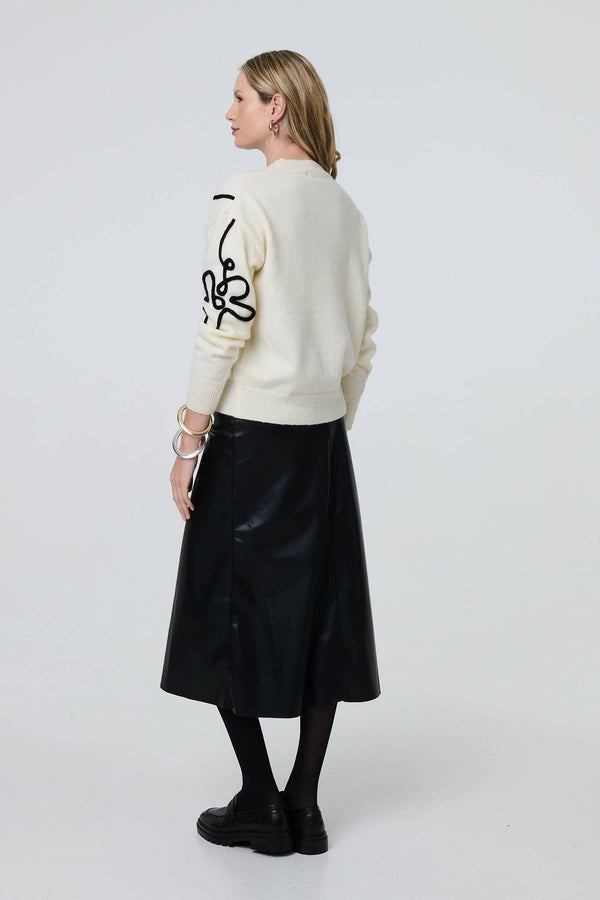 White | Floral Embroidered Relaxed Jumper