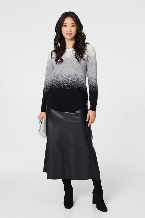 Grey | Ombre Print Long Sleeve Jumper