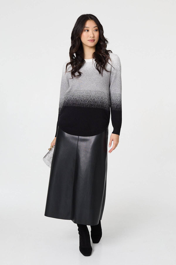 Grey | Ombre Print Long Sleeve Jumper