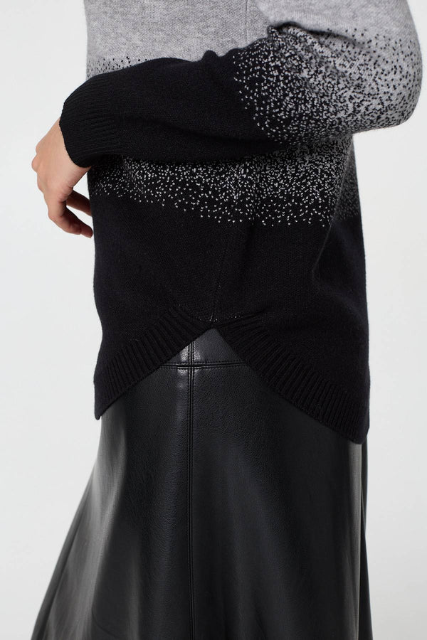 Grey | Ombre Print Long Sleeve Jumper