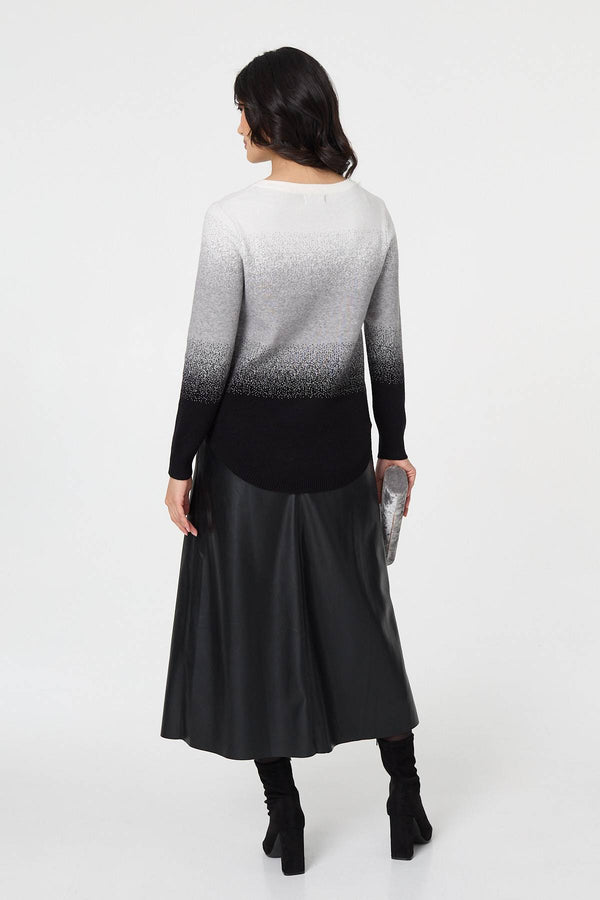 Grey | Ombre Print Long Sleeve Jumper