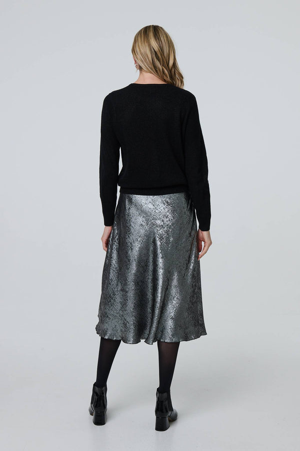 Black | Sparkly Fine Knit Slim Jumper
