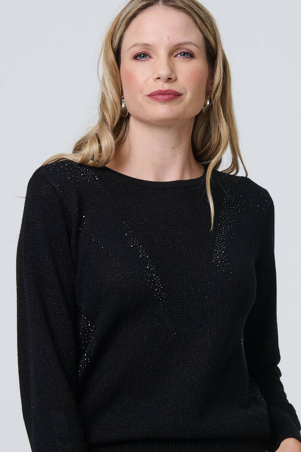 Black | Sparkly Fine Knit Slim Jumper