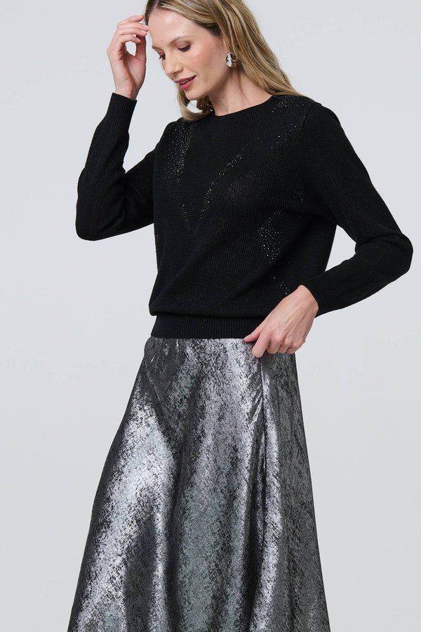 Black | Sparkly Fine Knit Slim Jumper