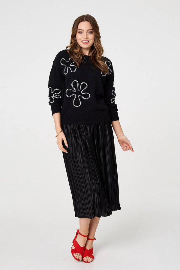 Black | Abstract Textured Long Sleeve Jumper