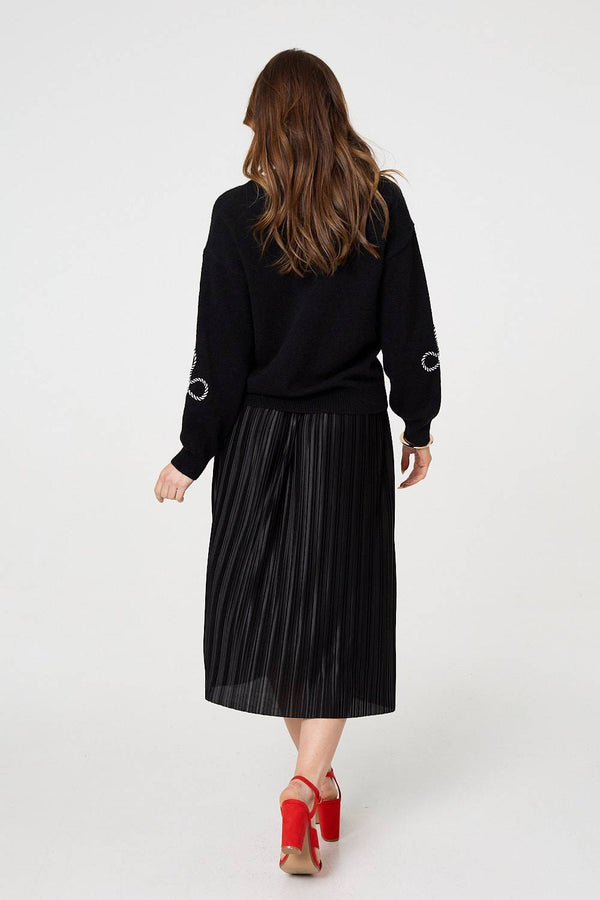 Black | Abstract Textured Long Sleeve Jumper