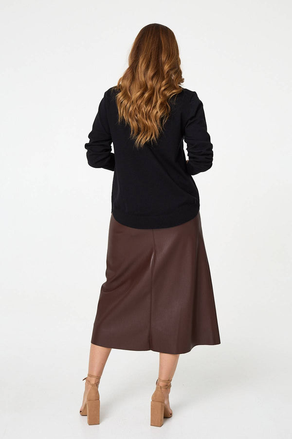 Black | Sparkly Bow Detail Long Sleeve Jumper