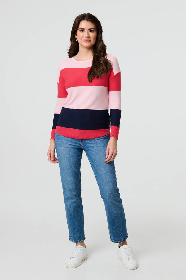 Navy | Striped Relaxed Knit Pullover